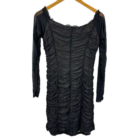 Majorelle Jardin Darling Ruched Dress in Black Lace Up Front Bodycon Size Large - Picture 8 of 15